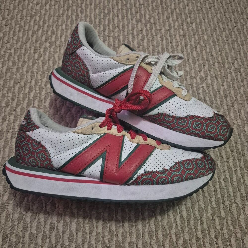 Men's NEW BALANCE CASABLANCA x 237 SNEAKER Sz 8 Red Monogram Green MS237CBB